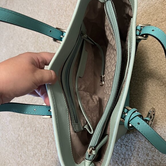 Michael Kors Medium Jet Set Snap Pocket Tote, Teal/Blue - Picture 8 of 12